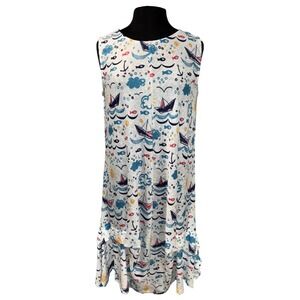 NEW Shana Right To Education Midi‎ Sundress Women SZ M Costal Beach Asymmetrical